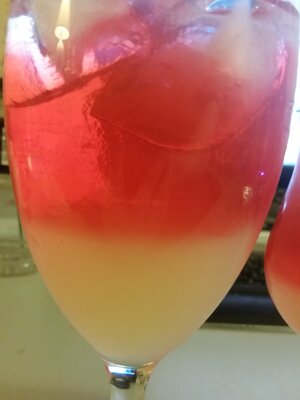 Brain hurting juice, a sickly green and red concoction